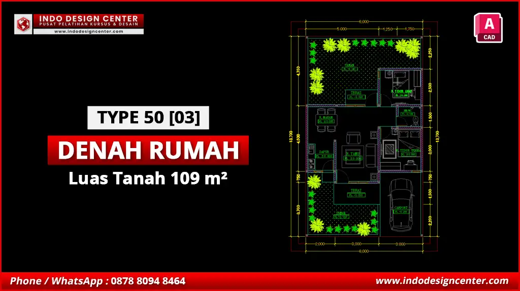 File Denah Rumah Tipe 50 Terbaik C