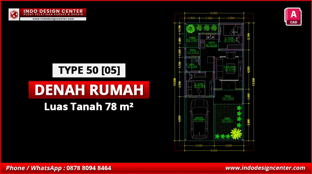 File Denah Rumah Tipe 50 Terbaik E