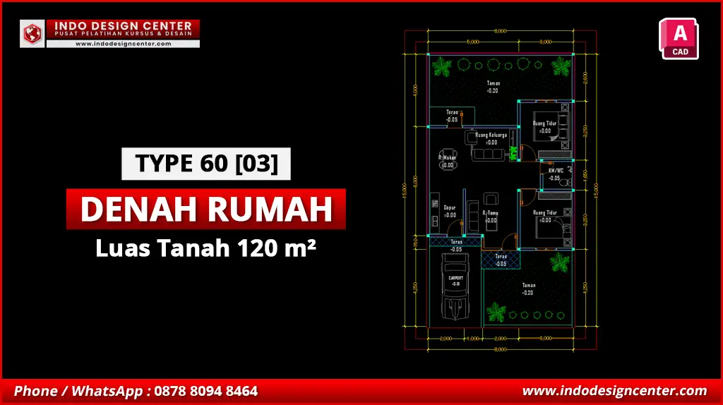 File Denah Rumah Tipe 60 Terbaik C