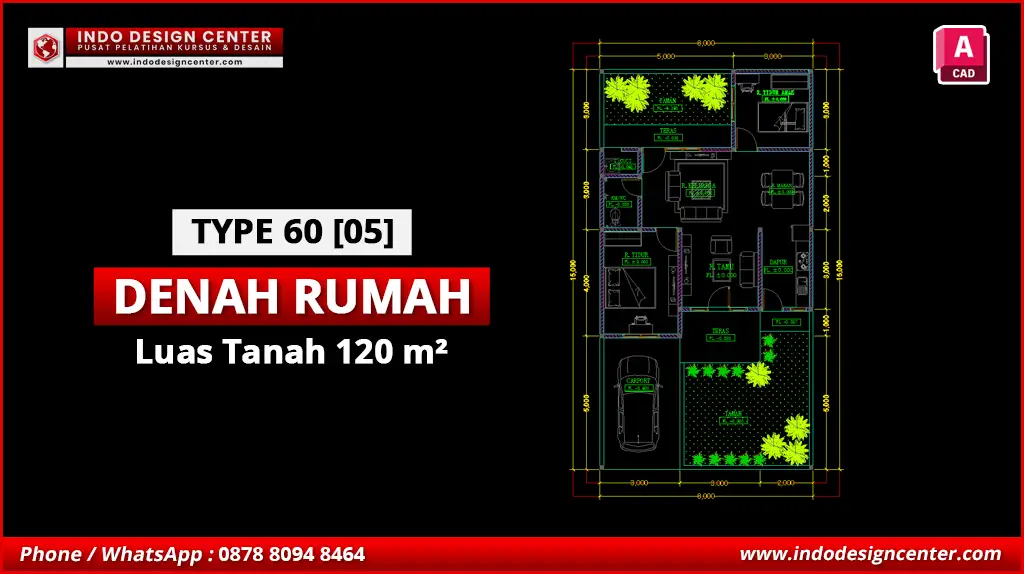 File Denah Rumah Tipe 60 Terbaik E